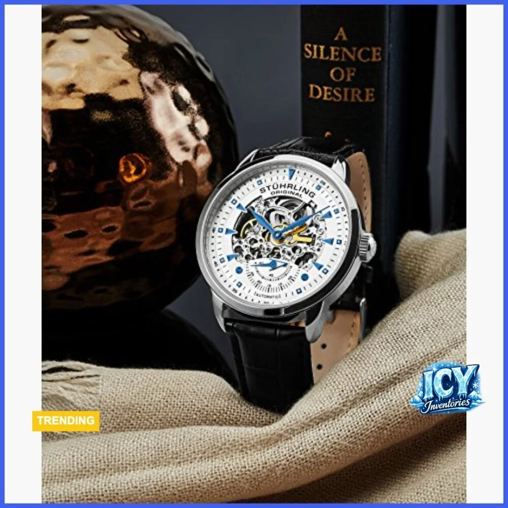 Automatic Skeleton Dress Watch with Alligator Embossed Leather Strap